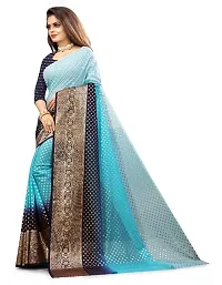 Georgette Ombre Foil Print Saree with Blouse Piece-thumb1