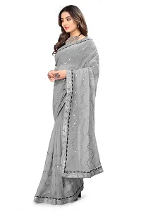 Womens Georgette Saree with Mirror Work-thumb1