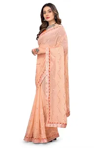 Womens Georgette Saree with Mirror Work-thumb1