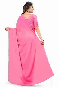 Solid Chiffon Saree with Mirror Embroidered Blouse Piece-thumb1