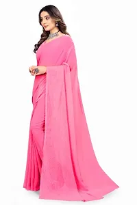 Solid Chiffon Saree with Mirror Embroidered Blouse Piece-thumb2