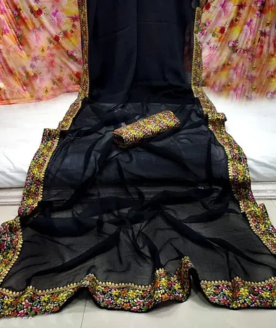 Stunning Chiffon Sarees With Blouse Piece