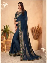 New Fancy Georgette Embroidery Work Lace  Border Saree With Blouse-thumb4