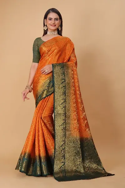 Kanjeevaram Style Art Silk Jacquard Sarees with Blouse Piece