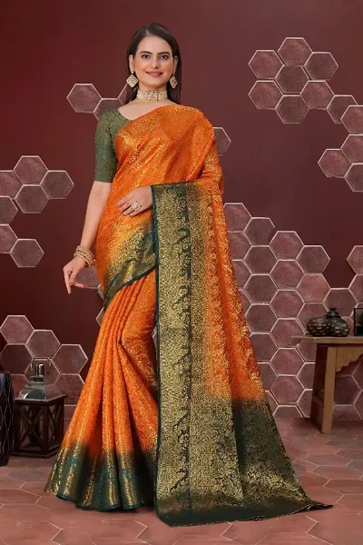 Kanjeevaram Style Art Silk Jacquard Sarees with Blouse Piece