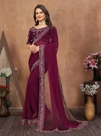 Beautifull Georgette Embroidery Saree With Beautiful Lace And Blouse-thumb3