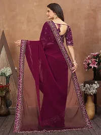 Beautifull Georgette Embroidery Saree With Beautiful Lace And Blouse-thumb1