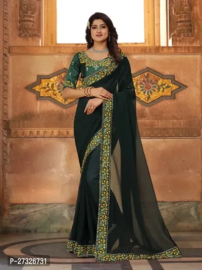 Beautifull Georgette Embroidery Saree With Beautiful Lace And Blouse