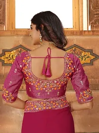 Beautifull Georgette Embroidery Saree With Beautiful Lace And Blouse-thumb4