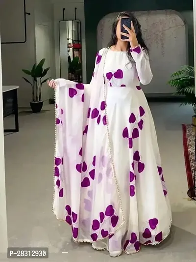 Latest Georgette Printed Gown For Women-thumb0
