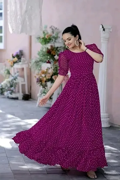 Fancy Georgette Gown With Dupatta For Women