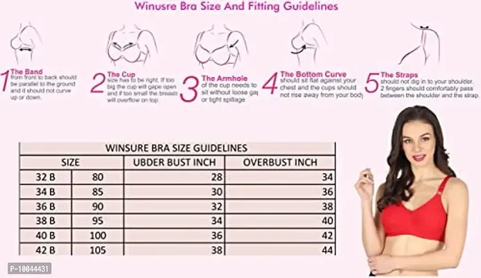 winsure Woman's Non Padded Non Wired Seamed Cotton Bra Combo Pack Size 32B to 42B-thumb3