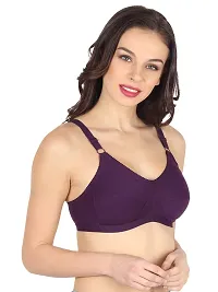 winsure Women's Everyday Full Coverage Non Padded Non Wired Seamed Bra Broad Straps and Hooks Cotton Lycra Fabric 3 Colors Combo Size (B, 42)-thumb3