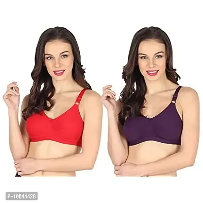 winsure Women's Non Padded Non Wired Cotton Lycra Fabric Bra with Special Broad Straps 3 Hooks-thumb0