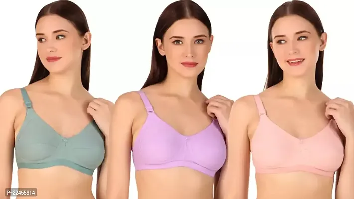 Classic Solid Bras for Women, Pack of 3