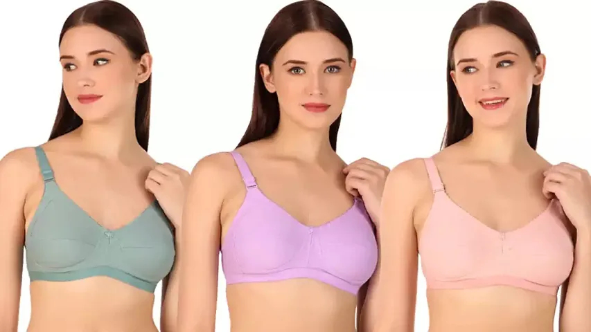 Classic Solid Bras for Women, Pack of 3