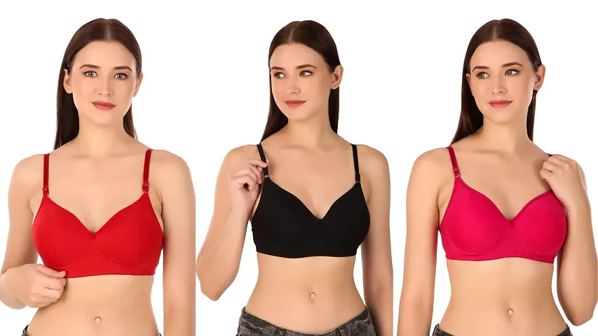 Full Coverge Non Padded Non Wired Seamed Bra Combo Pack Of 3