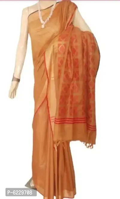 Jamdani Silk Solid Saree with Blouse piece-thumb0