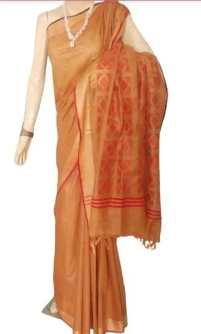 Jamdani Silk Solid Saree with Blouse piece