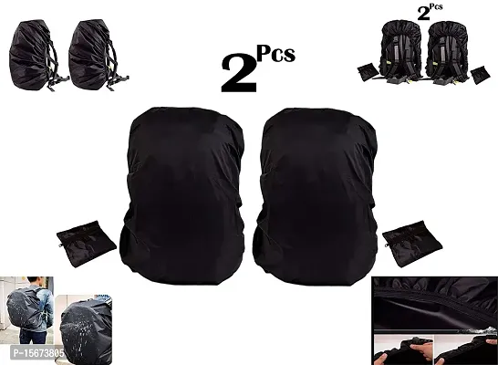 Waterproof Dust Proof Rain Cover for Backpack Bags, 30L-40L Rainproof Dustproof Protector Raincover Adjustable for Hiking Camping Traveling Climbing Cycling, Black (2 Bag Cover + 2 Mobile Pouch)-thumb4