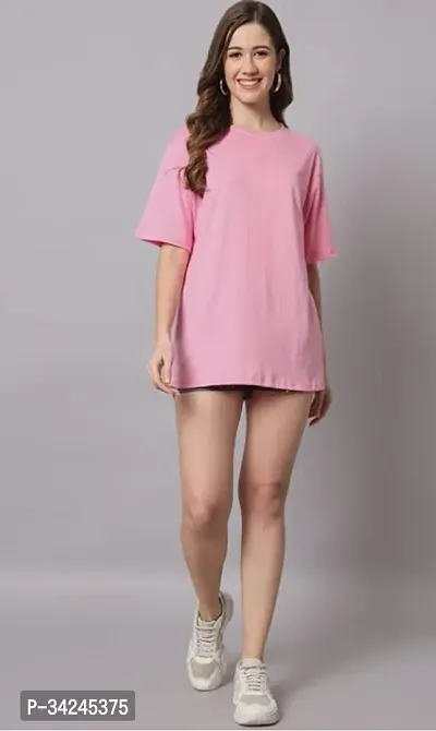 Stylish Cotton Solid T-shirt For Women-thumb0