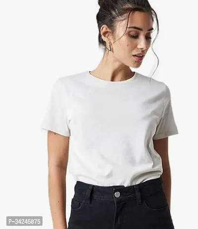 Stylish Cotton Solid T-shirt For Women-thumb0