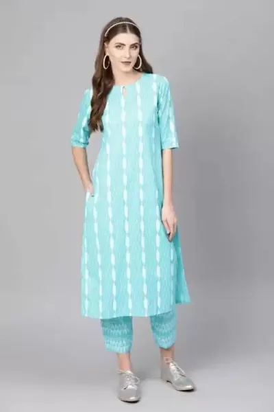 Elegant Rayon Printed Straight Kurti With Pant Set