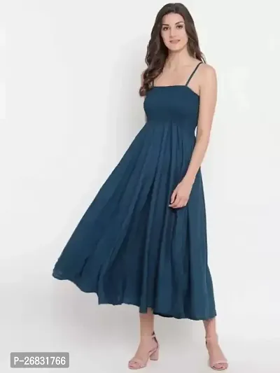 Stylish Blue Cotton  Maxi Dress For Women