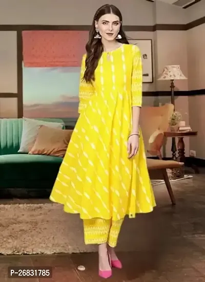 Elegant Cotton Yellow  Kurta And Bottom Set For Women-thumb0