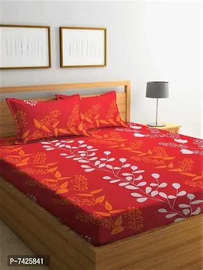 Microfiber Double 3D Printed Bedsheet  (Pack of 1, Red)