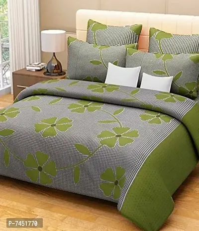 Microfiber Double 3D Printed Bedsheet  (Pack of 1, Green)