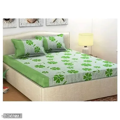 Microfiber Double 3D Printed Bedsheet  (Pack of 1, Green)-thumb0