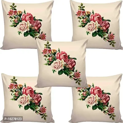 Set of 5 Decorative Satin Cushion Covers  (Multicolor, 16 inch x 16 inch, 40 cm x 40 cm)-thumb0