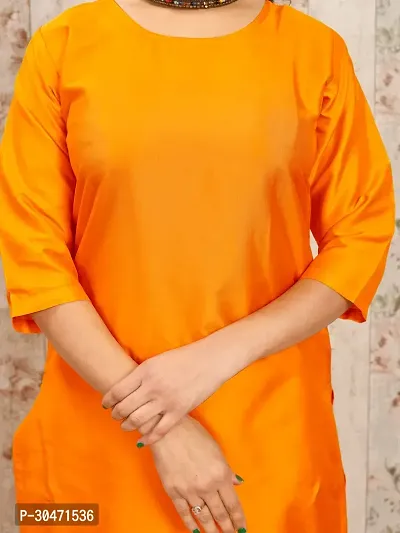 Elegant Orange Art Silk Solid Kurta with Pant And Dupatta Set For Women-thumb3