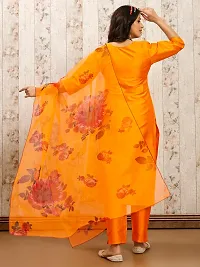 Elegant Orange Art Silk Solid Kurta with Pant And Dupatta Set For Women-thumb1