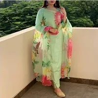 Elegant Green Art Silk Solid Kurta with Pant And Dupatta Set For Women-thumb2