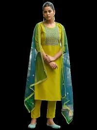 Stylish Fancy Designer Art Silk Kurta With Bottom Wear And Dupatta Set Women-thumb1