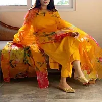 Elegant Orange Art Silk Solid Kurta with Pant And Dupatta Set For Women-thumb1