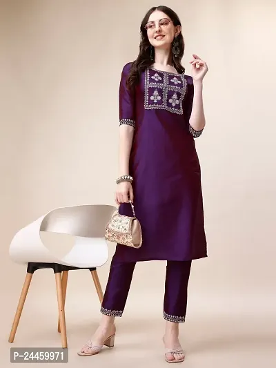 Stylish Fancy Designer Art Silk Kurta With Bottom Wear Set Women-thumb0