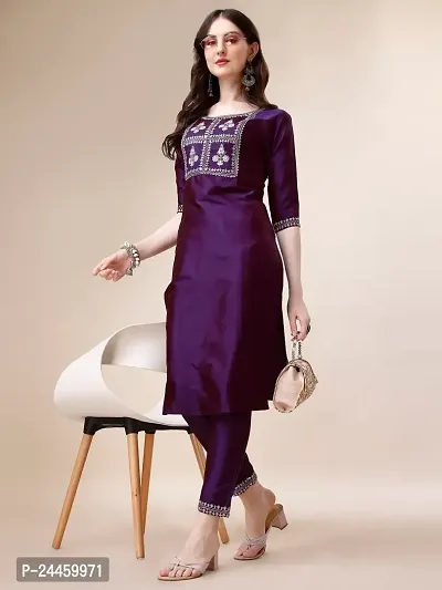 Stylish Fancy Designer Art Silk Kurta With Bottom Wear Set Women-thumb2