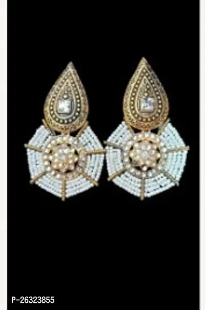 Shimmering Brass Drop Earrings For Women And Girls-thumb0