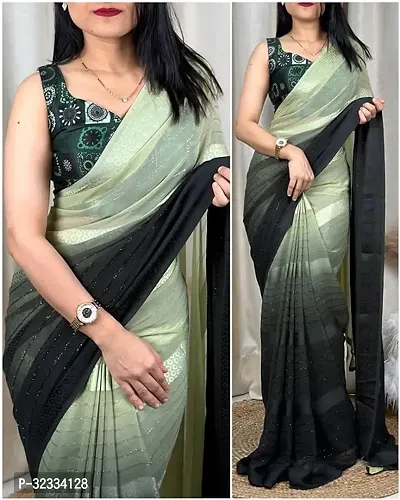 Attractive Georgette Saree  with Jacquard Blouse Piece