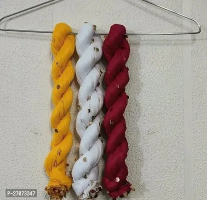 Elite Multicoloured Cotton Blend Solid Dupattas For Women Pack Of 3