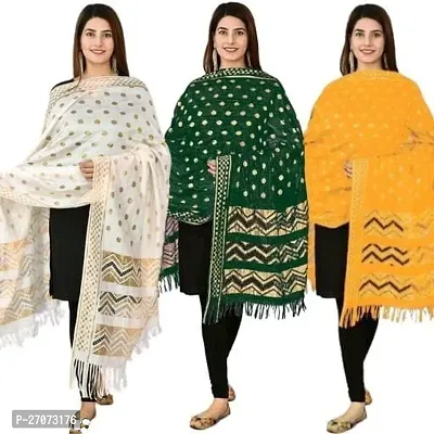 Elite Multicoloured Silk Blend Printed Dupattas For Women Pack Of 3-thumb0