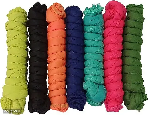 Elite Multicoloured Cotton Blend Solid Dupattas For Women Pack Of 7-thumb0