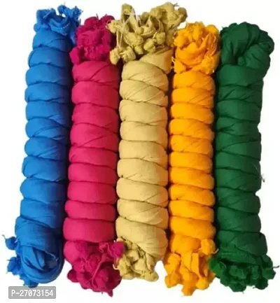 Elite Multicoloured Cotton Blend Solid Dupattas For Women Pack Of 5-thumb0