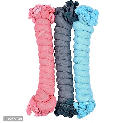 Elite Multicoloured Cotton Blend Solid Dupattas For Women Pack Of 3