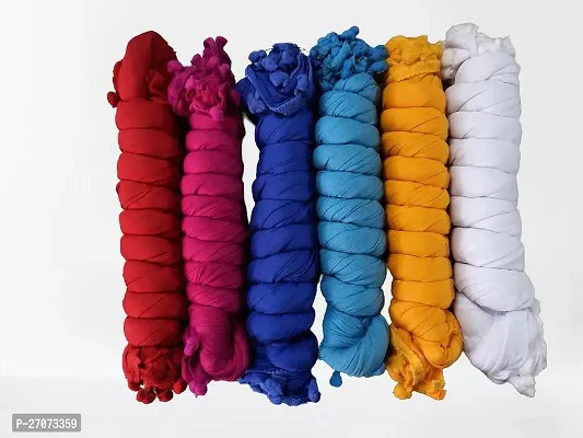 Elite Multicoloured Cotton Blend Solid Dupattas For Women Pack Of 6-thumb0