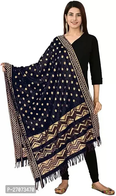 Elite Black Silk Blend Self Design Dupattas For Women-thumb0