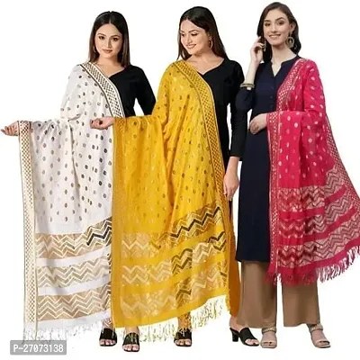 Elite Multicoloured Silk Blend Printed Dupattas For Women Pack Of 3